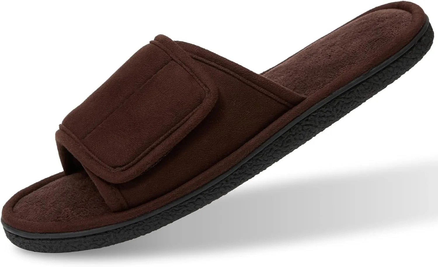 WALKFUN Men's Open Toe Slippers Adjustable Slip-on Memory Foam Indoor Slippers for Men Non Slip Outsole
