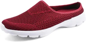 Walking Mules for Women Summer Breathable Mesh Hollow Out Closed Toe Open Back Slip On Sliipers Casual Lightweight Comfortable Outdoor Flats Shoes with Arch Support