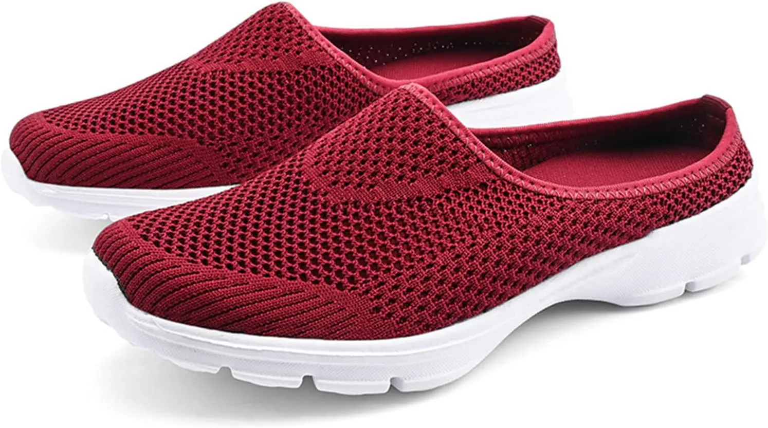 Walking Mules for Women Summer Breathable Mesh Hollow Out Closed Toe Open Back Slip On Sliipers Casual Lightweight Comfortable Outdoor Flats Shoes with Arch Support
