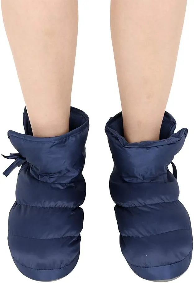 Warmer Ankle Bootie Slippers, Waterproof Footwear Indoor Feet Warm Lining House Non-slip Sole Home Casual Winter Camping Hiking Unisex Outside Slip-on Shoes with Adjustable Strap