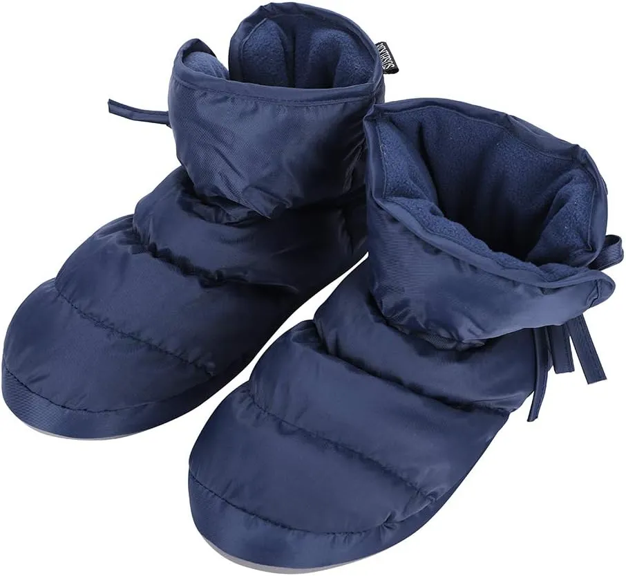Warmer Ankle Bootie Slippers, Waterproof Footwear Indoor Feet Warm Lining House Non-slip Sole Home Casual Winter Camping Hiking Unisex Outside Slip-on Shoes with Adjustable Strap
