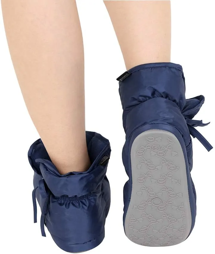 Warmer Ankle Bootie Slippers, Waterproof Footwear Indoor Feet Warm Lining House Non-slip Sole Home Casual Winter Camping Hiking Unisex Outside Slip-on Shoes with Adjustable Strap