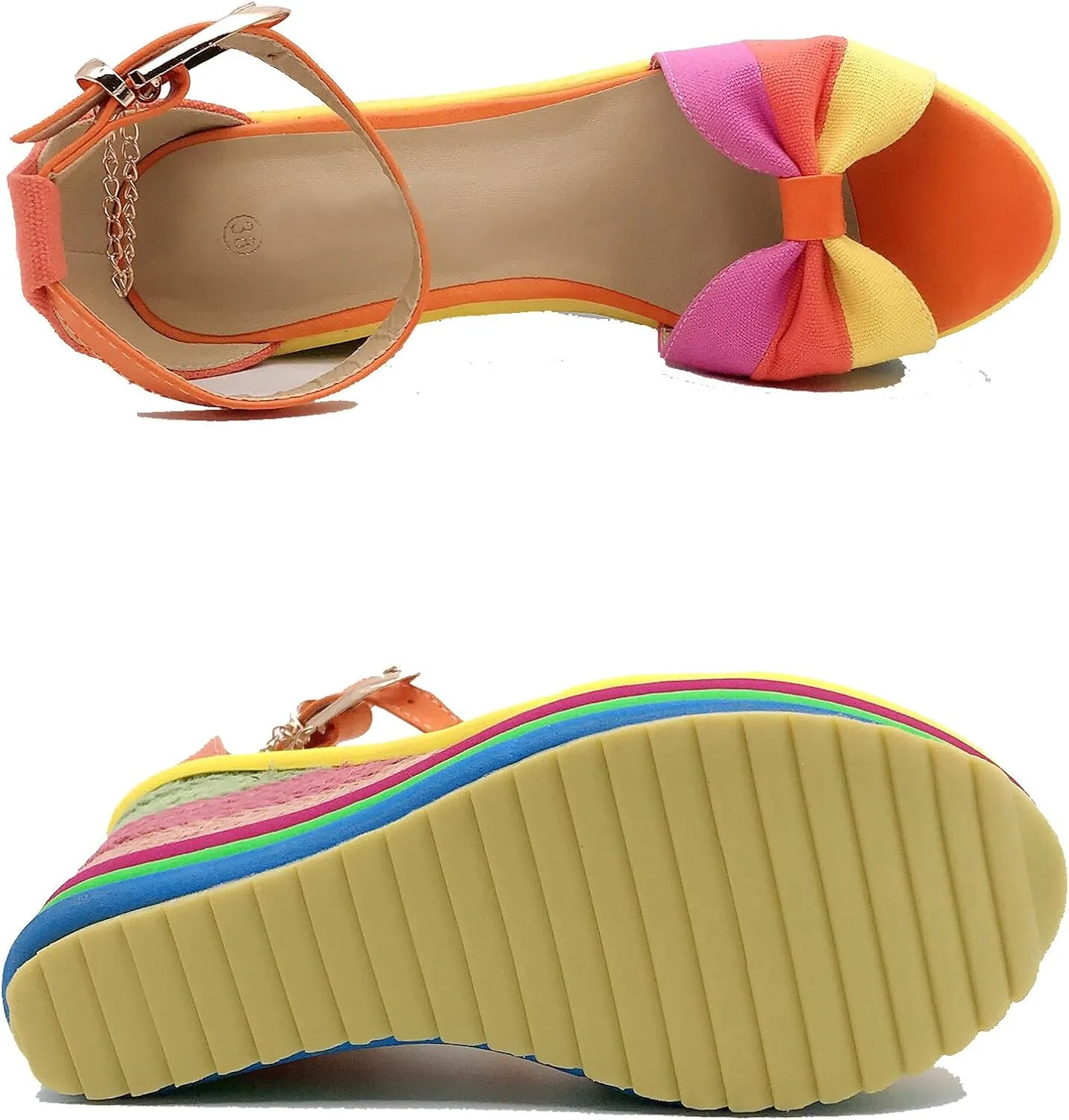 Wedge Sandals for Women Platform Espadrilles Colorful Wedge Heel Sandal with Ankle Strap