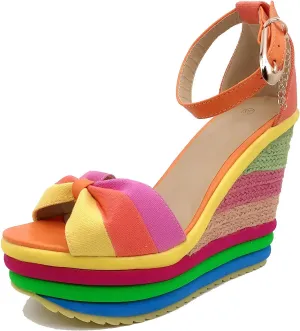 Wedge Sandals for Women Platform Espadrilles Colorful Wedge Heel Sandal with Ankle Strap
