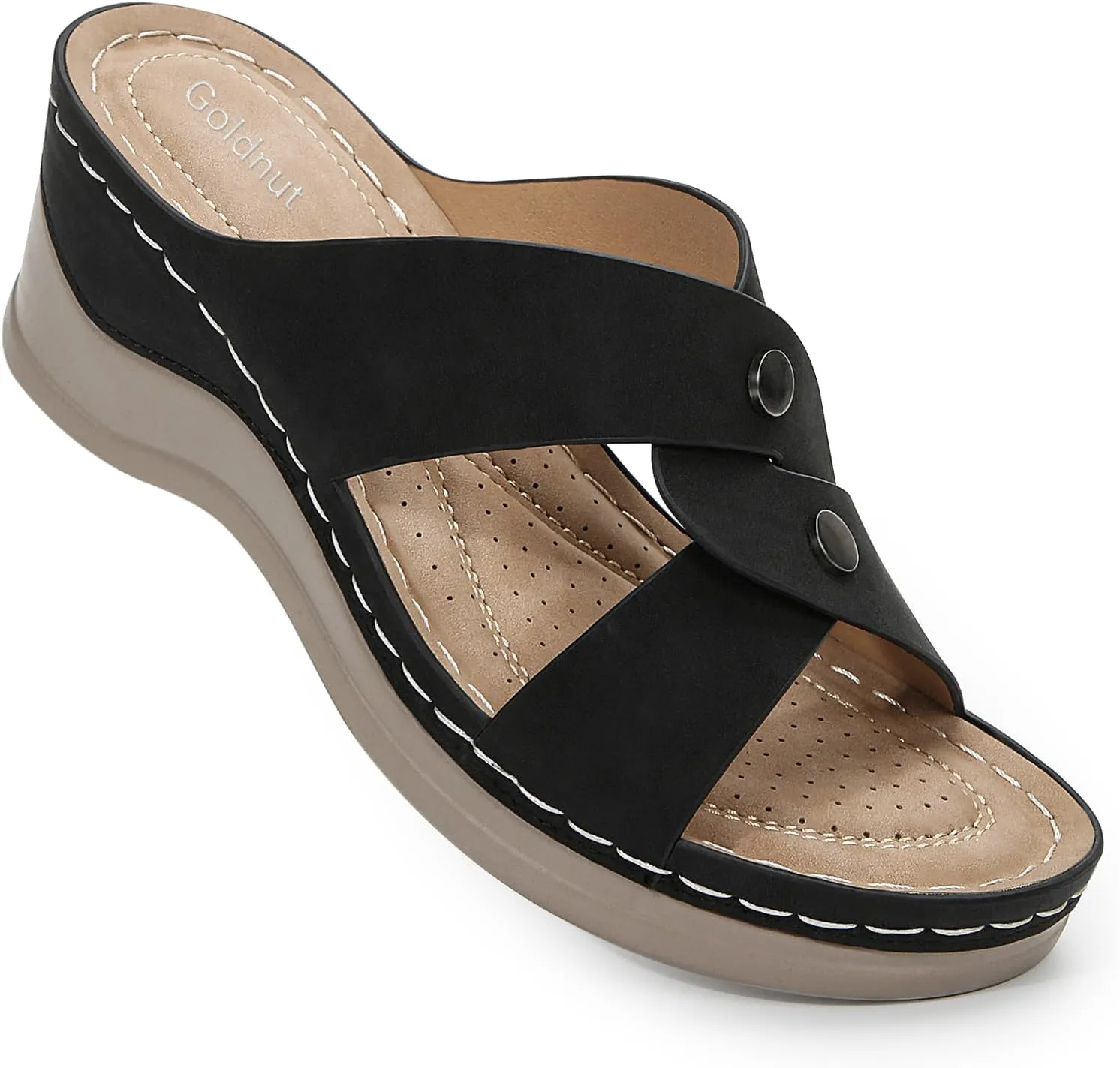 Wedges Sandals for Women Dressy, Flower Cut Out Platform Slides Sandal Comfort Low Wedge