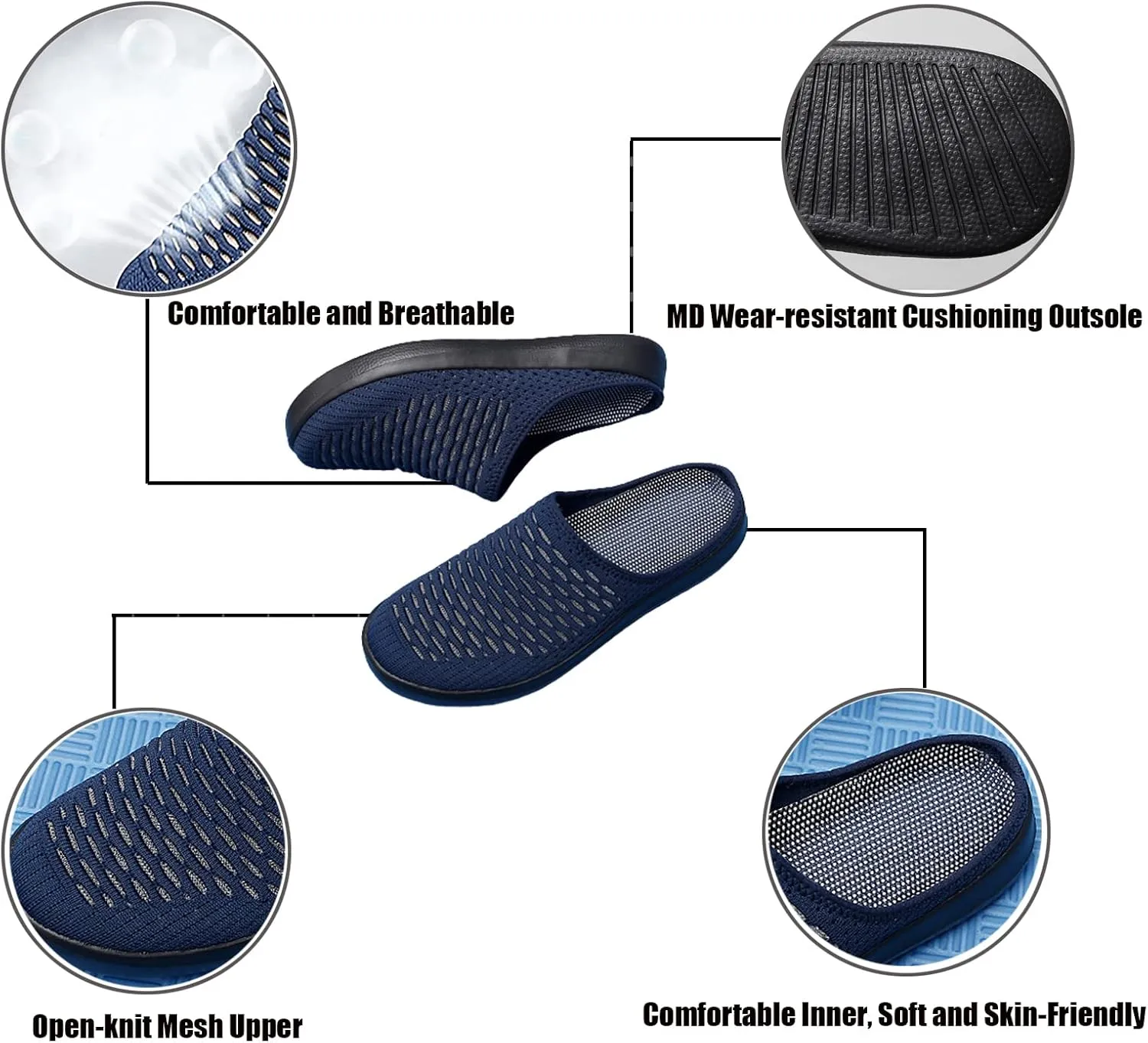 WENOREG Women's Platform Hollow Out Slip On Lightweight Mule Sneakers,Summer Open Back Flats Fashion Mesh Breathe Comfort Walking Shoes Closed Round Toe Low Top Loafer