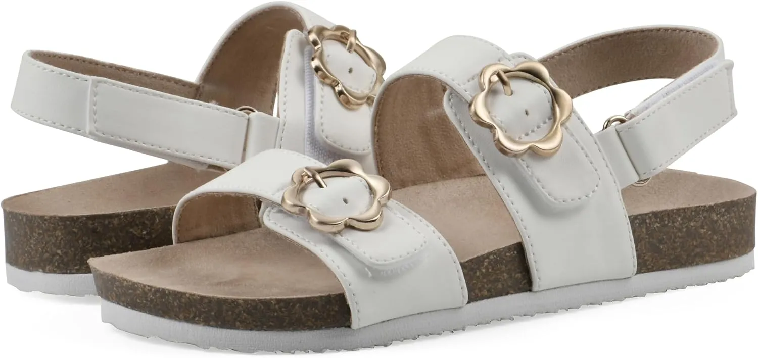 White Mountain Kids Girls' Gingham Floral Buckle Sandal