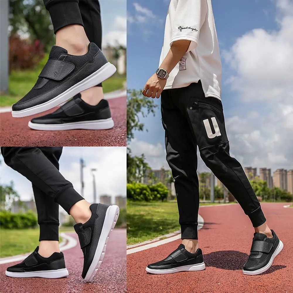Wide Fit Trainers Orthopedic Shoes Mens Hook and Loop Slip-On Running and Walking for Plantar Fasciitis - Lightweight, Breathable, Non-Slip Trainers