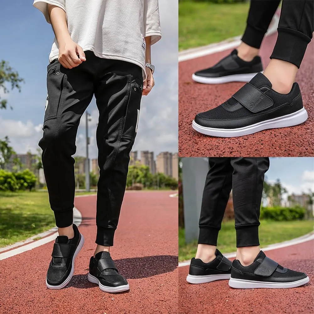 Wide Fit Trainers Orthopedic Shoes Mens Hook and Loop Slip-On Running and Walking for Plantar Fasciitis - Lightweight, Breathable, Non-Slip Trainers
