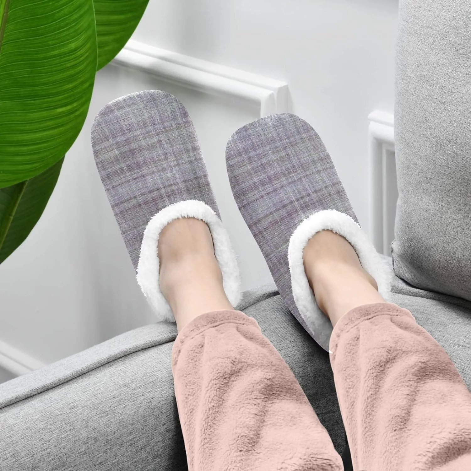 Winter House Slippers for Women/Men with Red And Yellow Autumn Maple Leaves Element Cozy Fleece Slippers