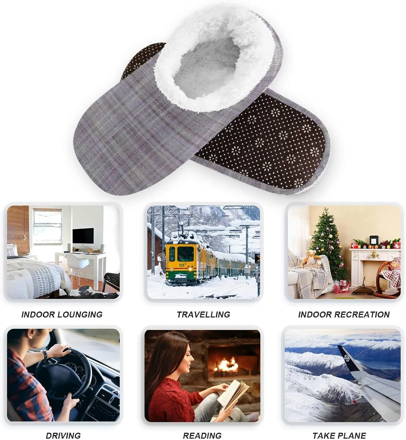 Winter House Slippers for Women/Men with Red And Yellow Autumn Maple Leaves Element Cozy Fleece Slippers