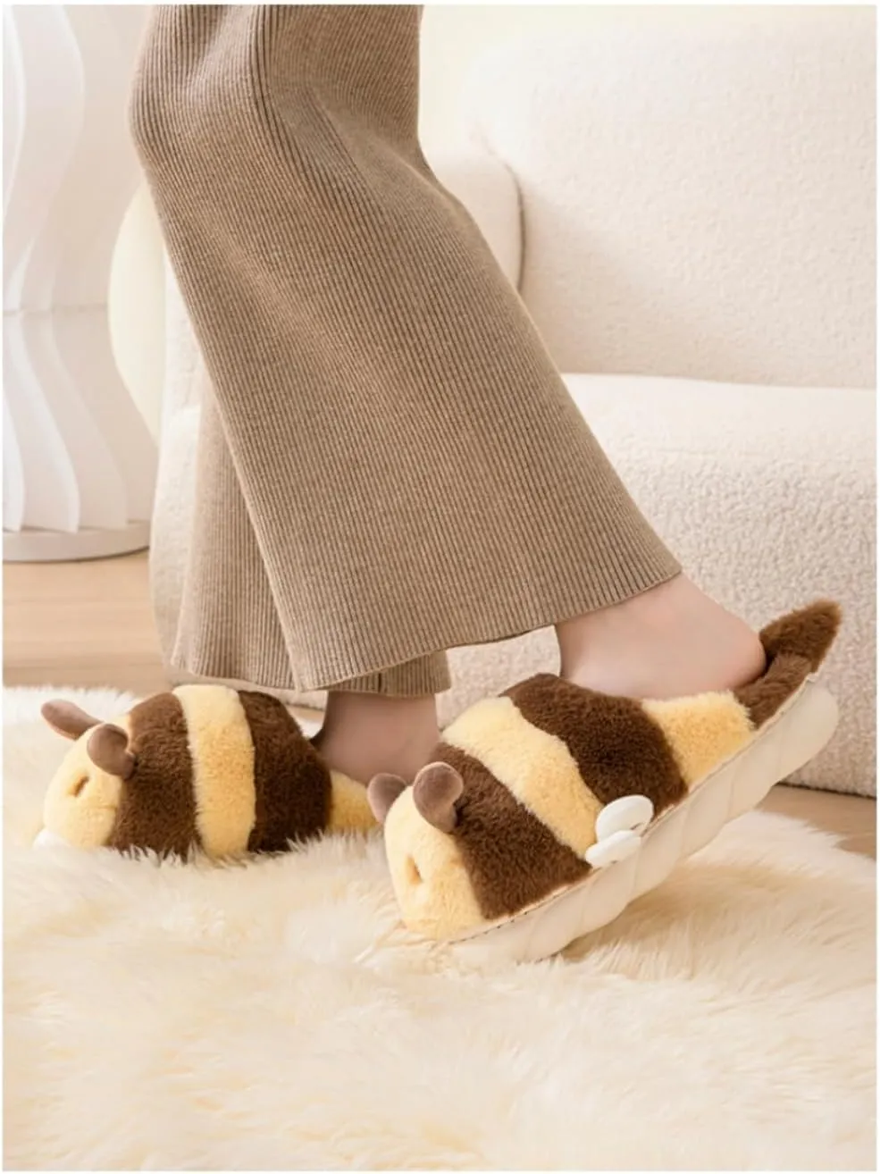 Women and men's cotton slippers, animal slippers, warm and non slip, holiday gifts
