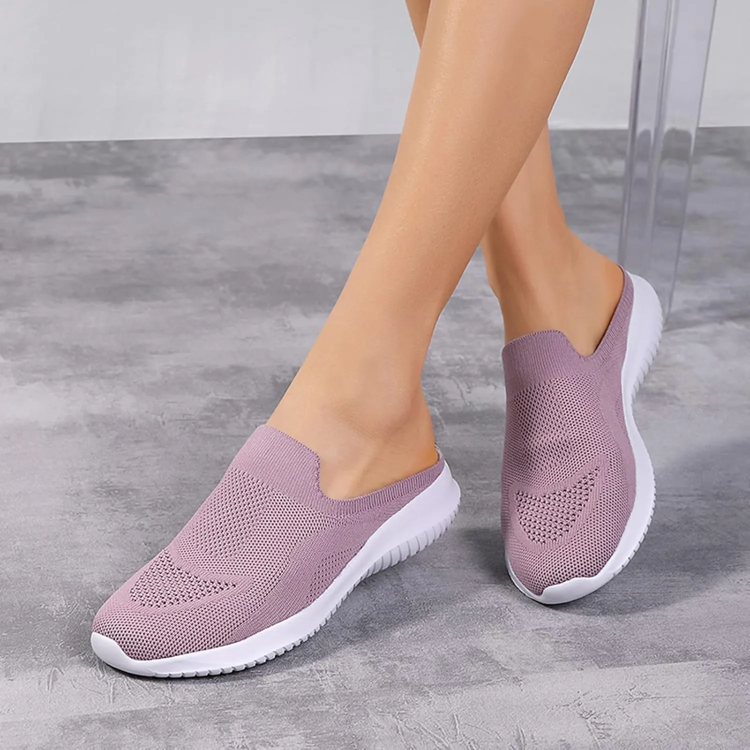 Women Breathable Non Slip Soft Sole Mesh Tennis Walking Breathable Fashion Sneaker Booties for Women with Heel