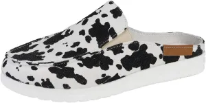 Women Canvas Slip On Lightweight Mule Sneaker Orthopedic Slip-On Loafers Slippers Closed Round Toe Low Top Casual Loafer Comfortable Walking Shoes
