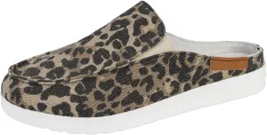 Women Canvas Slip On Lightweight Mule Sneaker Summer Fashion Open Back Flats, Closed Round Toe Low Top Loafer Casual Comfort Walking Sandals