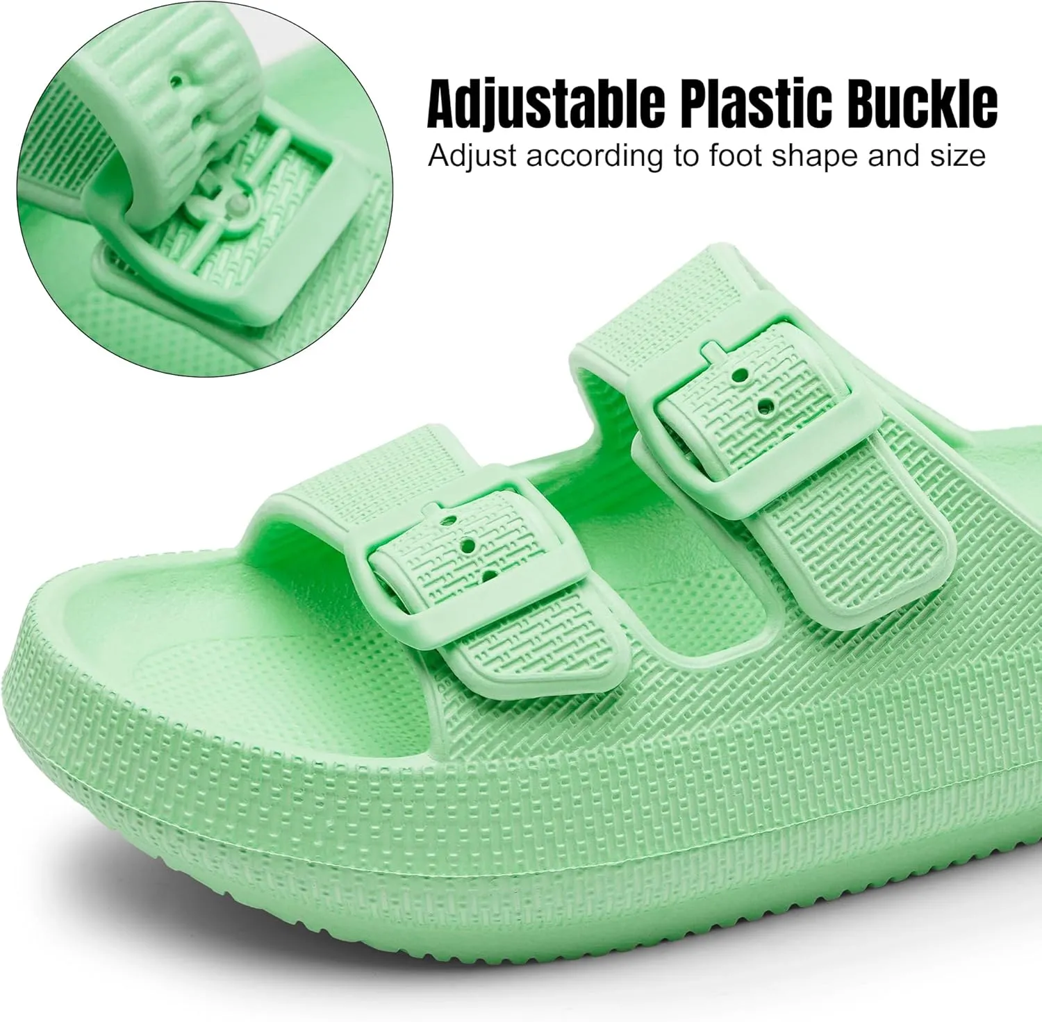 Women Cloud Slide Sandals Woman Slip on Lightweight Adjustable Buckle Slides with Non-Slip Sole for Indoor/Outdoor Use