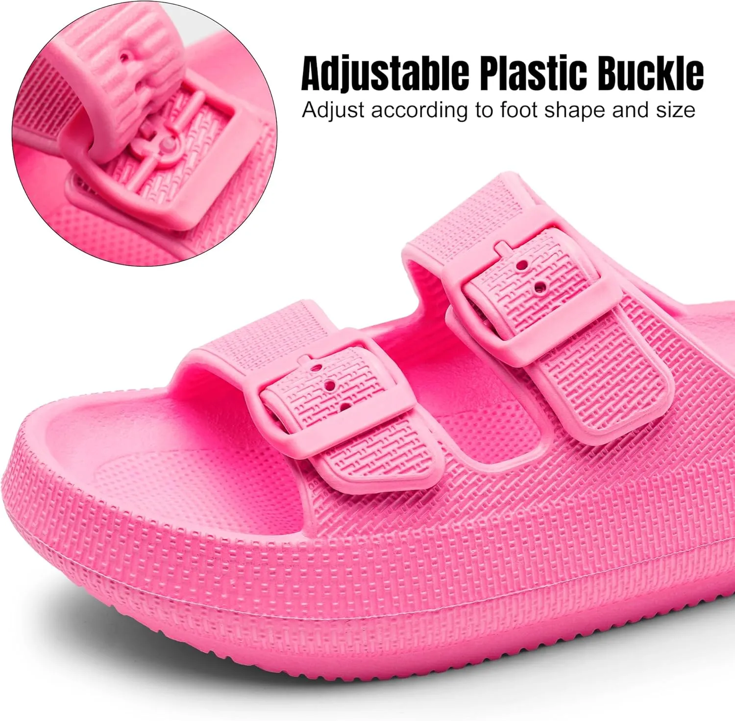 Women Cloud Slide Sandals Woman Slip on Lightweight Adjustable Buckle Slides with Non-Slip Sole for Indoor/Outdoor Use