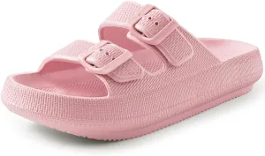 Women Cloud Slide Sandals Woman Slip on Lightweight Adjustable Buckle Slides with Non-Slip Sole for Indoor/Outdoor Use