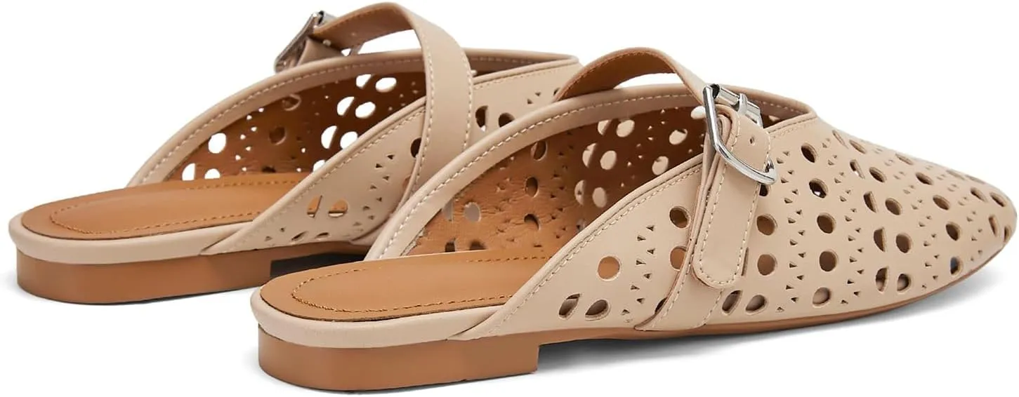 Women Hollow Sandals Anti-Slip Sole House Slippers,Outdoor Casual Slides-Sandals,Breathable Hole Sandals Comfortable Round Toe Casual Dress Mary Jane Slides-Sandals