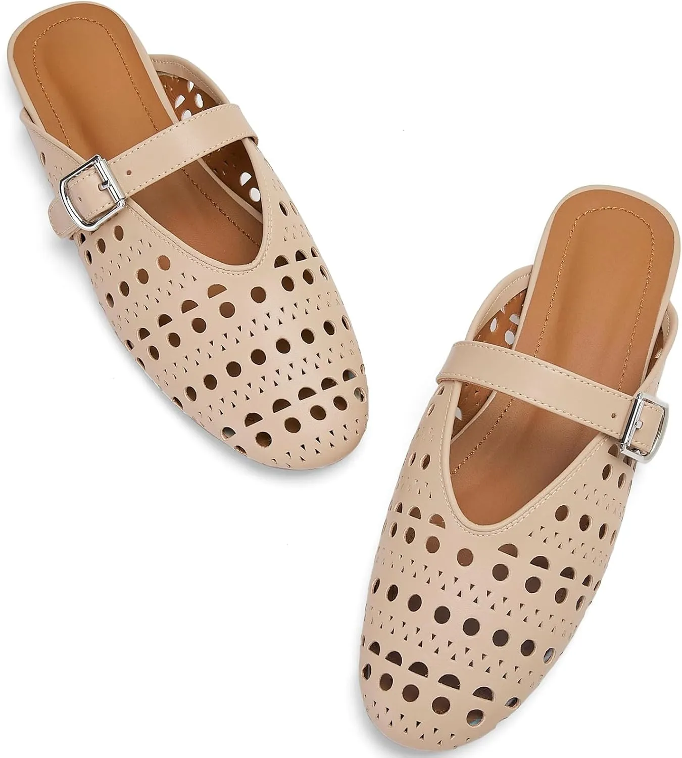 Women Hollow Sandals Anti-Slip Sole House Slippers,Outdoor Casual Slides-Sandals,Breathable Hole Sandals Comfortable Round Toe Casual Dress Mary Jane Slides-Sandals