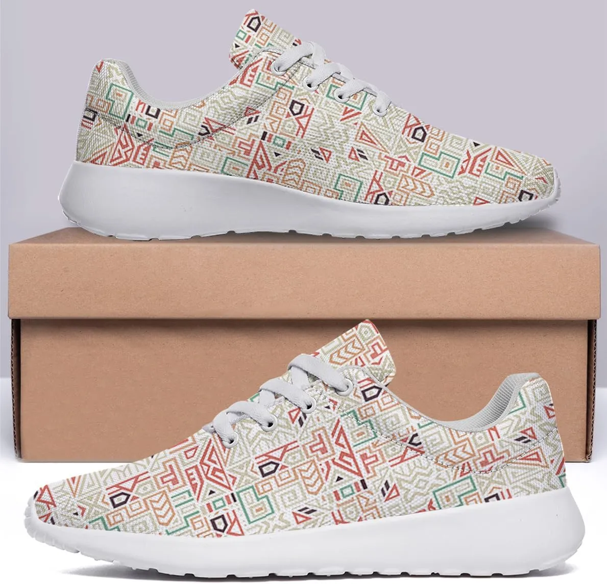 Women Men Geometric Shoes Personalited 3D Print Running Shoes Athletic Tennis Sneakers