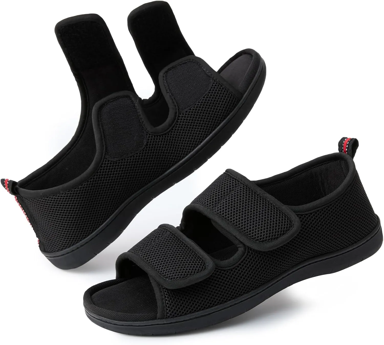 Women Men's Open Toe Diabetic Recovery Slippers Adjustable Slipper with Anti-Slip Indoor Outdoor Sole Grey Black Beige Color US6-US13