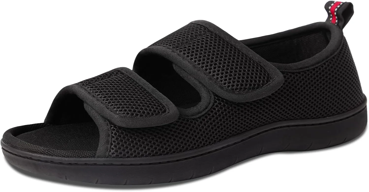 Women Men's Open Toe Diabetic Recovery Slippers Adjustable Slipper with Anti-Slip Indoor Outdoor Sole Grey Black Beige Color US6-US13