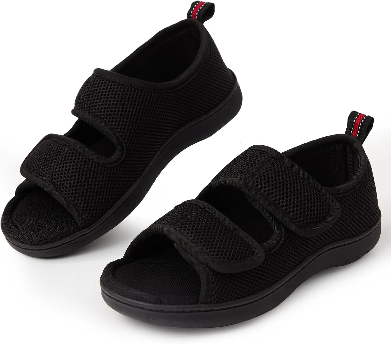 Women Men's Open Toe Diabetic Recovery Slippers Adjustable Slipper with Anti-Slip Indoor Outdoor Sole Grey Black Beige Color US6-US13
