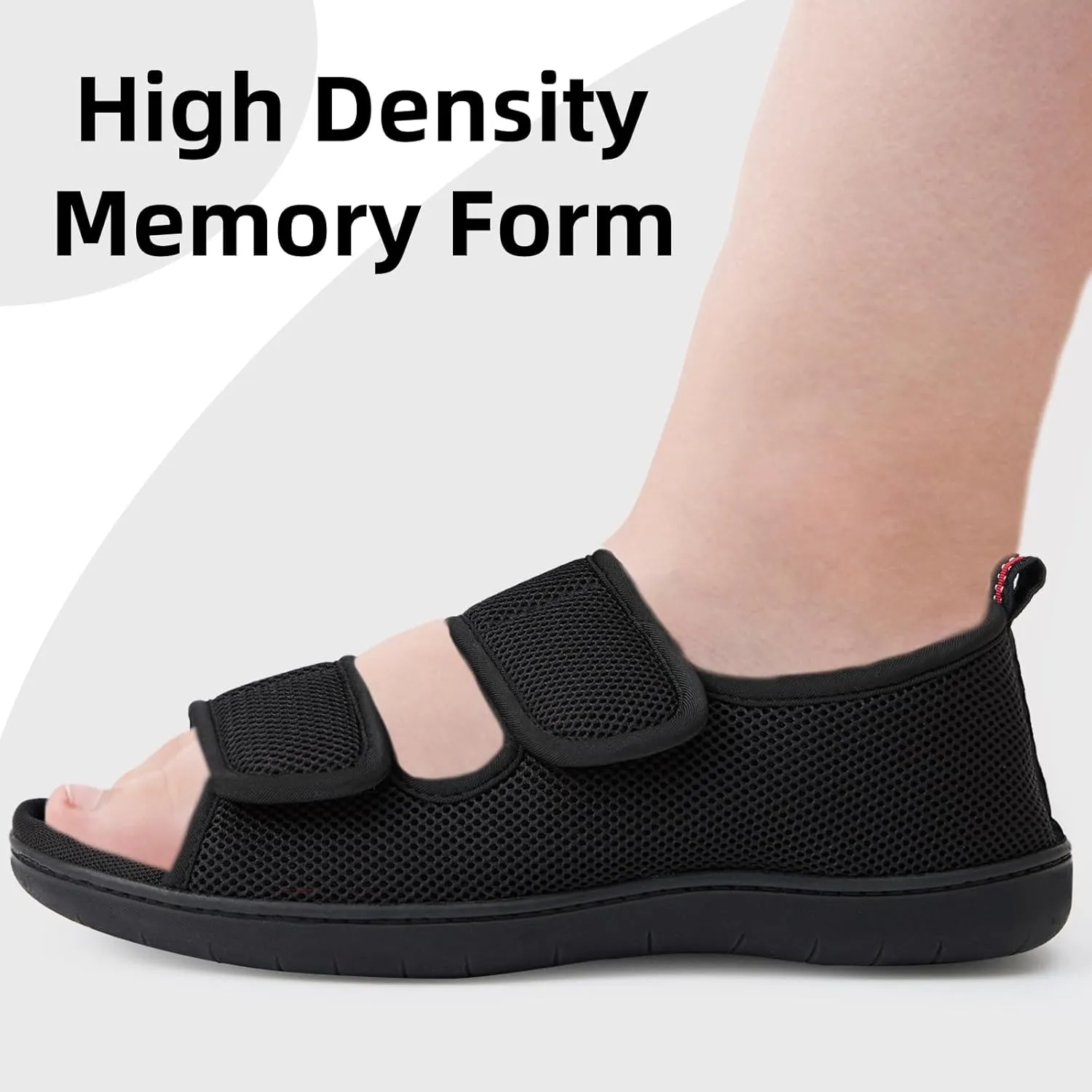 Women Men's Open Toe Diabetic Recovery Slippers Adjustable Slipper with Anti-Slip Indoor Outdoor Sole Grey Black Beige Color US6-US13