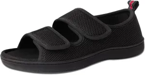 Women Men's Open Toe Diabetic Recovery Slippers Adjustable Slipper with Anti-Slip Indoor Outdoor Sole Grey Black Beige Color US6-US13