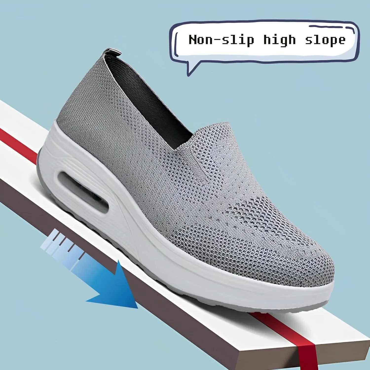 Women Orthopedic Sneakers Mesh Platform Wedge Sneakers Slip On Breathable Lightweight Fashion Sneakers Loafers Walking Shoes