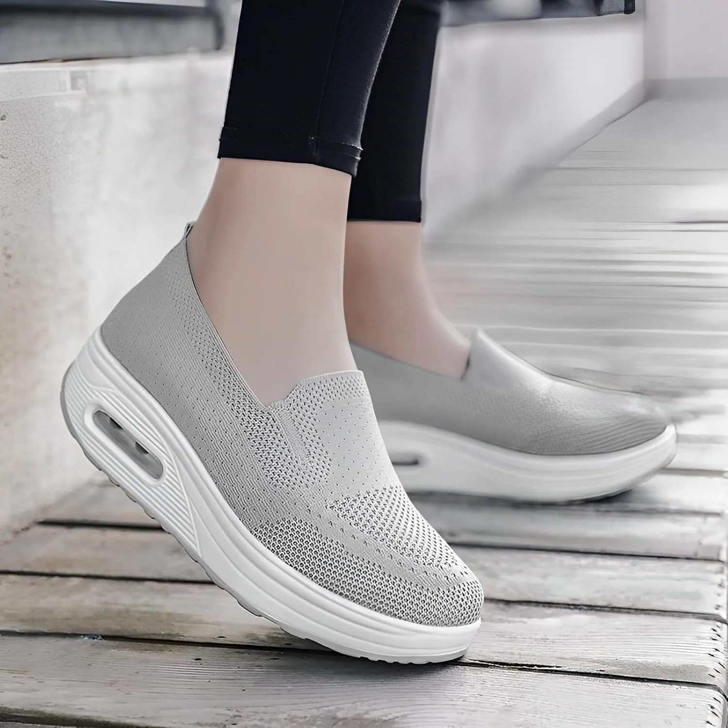 Women Orthopedic Sneakers Mesh Platform Wedge Sneakers Slip On Breathable Lightweight Fashion Sneakers Loafers Walking Shoes