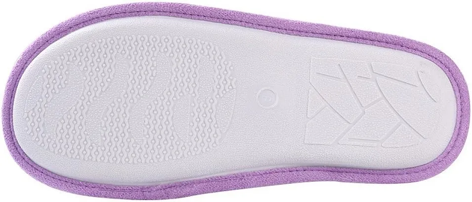 Women Pom Knit House Slipper, Warm Plush Memory Foam Slip on Bedroom Shoes