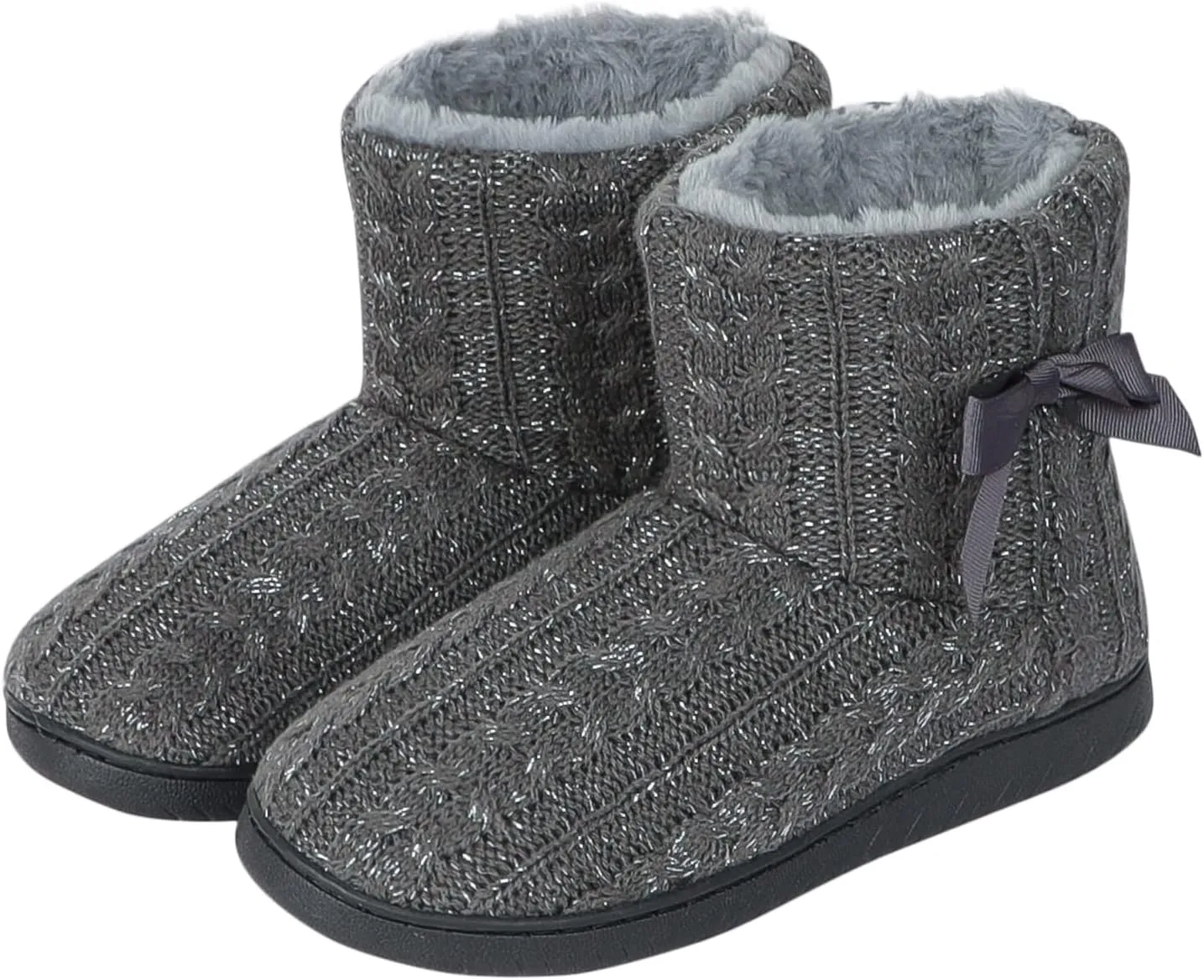 Women Slipper Boots Winter Warm Indoor Bootie Girl Plush Ankle High Boots Non-Slip Home Slipper Knit Twist Large Boot Shoes