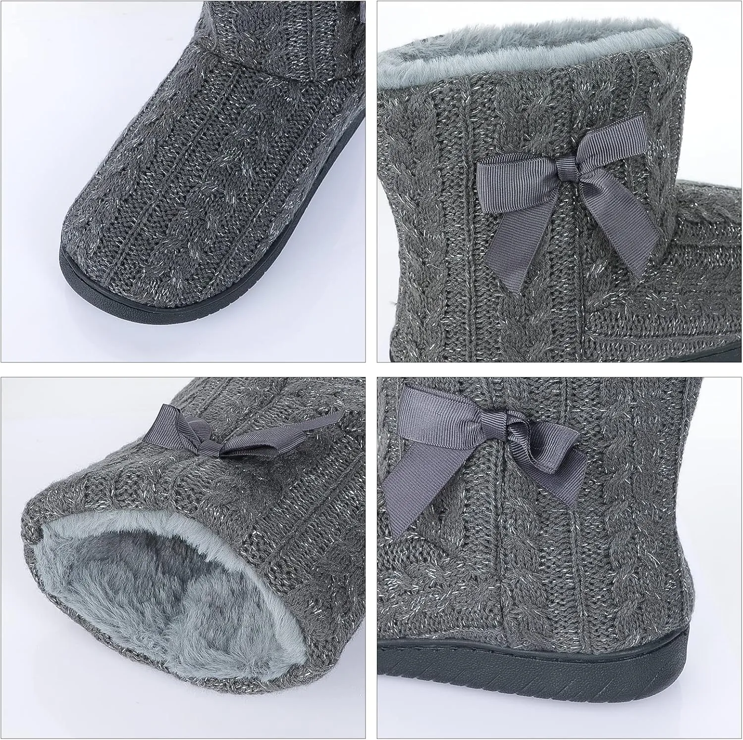 Women Slipper Boots Winter Warm Indoor Bootie Girl Plush Ankle High Boots Non-Slip Home Slipper Knit Twist Large Boot Shoes
