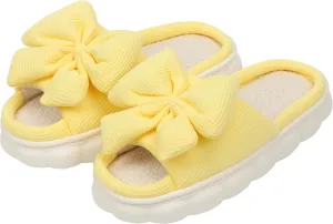 Women Summer Slippers Open Toe Bow Shoes Memory Foam House Slippers Rubber Sole Sandal Indoor Outdoor Birthday Christmas Gifts