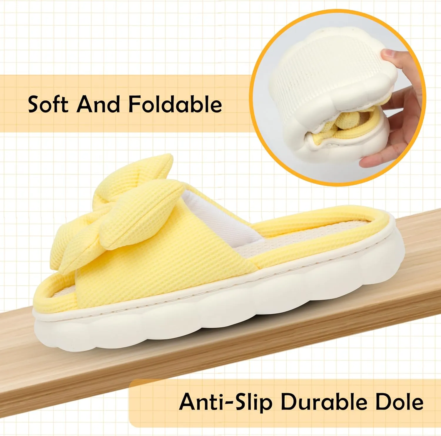 Women Summer Slippers Open Toe Bow Shoes Memory Foam House Slippers Rubber Sole Sandal Indoor Outdoor Birthday Christmas Gifts