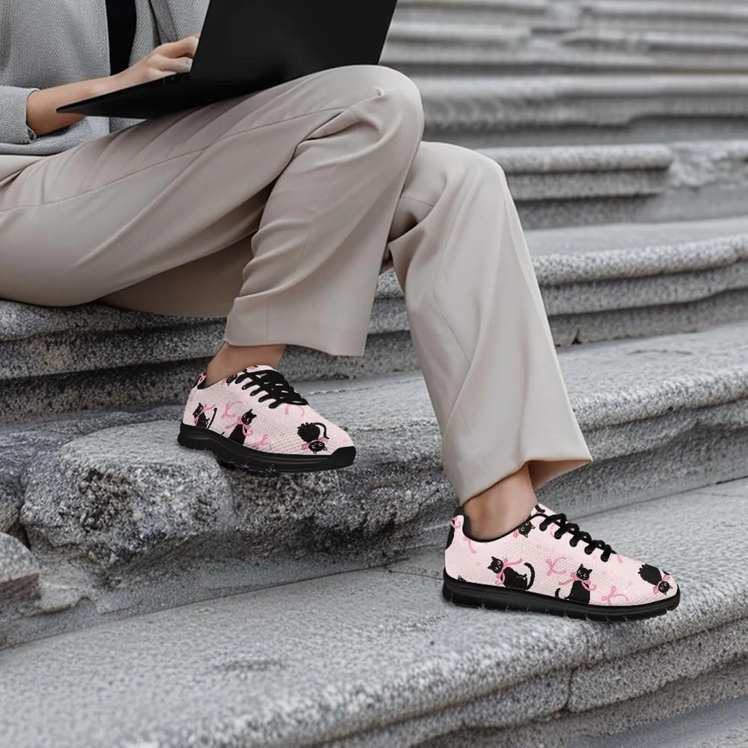Women Trainers Sports Running Shoes Causal Travel Walking Flat Shoe Lace-up Breathable for Lady Teenager Girls