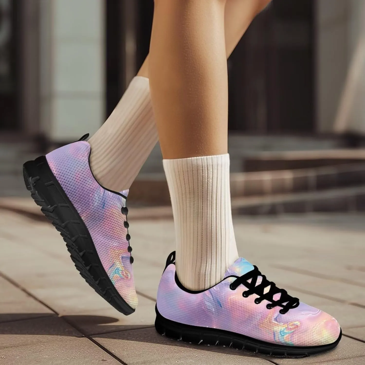 Women Trainers Sports Running Shoes Causal Travel Walking Flat Shoe Lace-up Breathable for Lady Teenager Girls