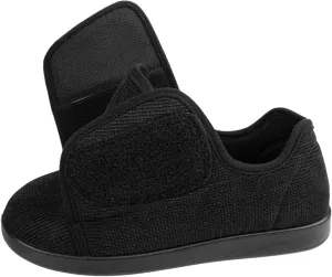 Women's Adaptive Slip-Resistant Wide Width Diabetic Comfort Slipper Shoe with Adjustable Hook-and-Loop Closure