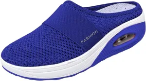 Women's Air Cushion Slip-On Sandals Mesh Orthopedic Diabetic Walking Shoes Breathable Arch Support Shoe Lightweight Platform Sandal Summer Wedge Backless Slippers Casual Mules Sneakers