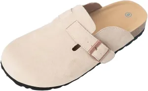 Women's and Men's Cork Suede Clogs and Mules,Soft Leather Sandal,House Slipper,Skin-Friendly Footbed,Adjustable Buckle,Arch Support