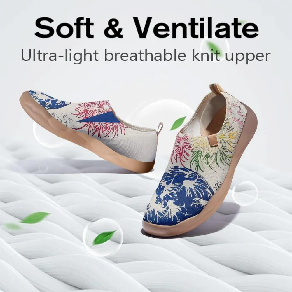 Women's Art Painted Tourist Shoes Slip-On Casual Knitting Lightweight Comfortable Fashion Casual Shoes Sneakers