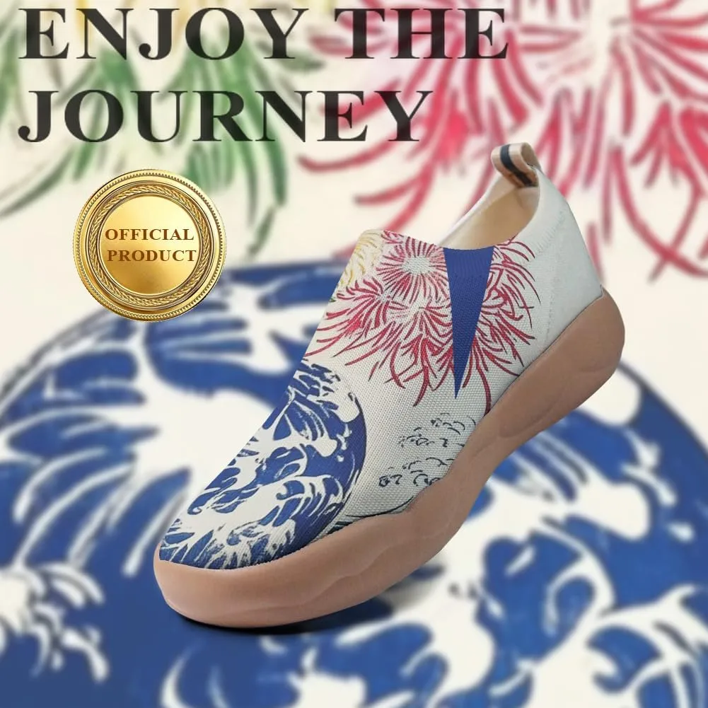 Women's Art Painted Tourist Shoes Slip-On Casual Knitting Lightweight Comfortable Fashion Casual Shoes Sneakers
