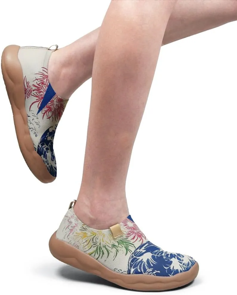 Women's Art Painted Tourist Shoes Slip-On Casual Knitting Lightweight Comfortable Fashion Casual Shoes Sneakers