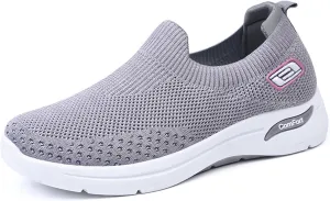Women's Athletic Walking Shoes Comfort Lightweight Breathable Sock Shoe Arch Support Non Slip Work Shoes Breathable Knit Upper Lightweight for Plantar Fasciitis, Air Cushion Running, Work Shoe