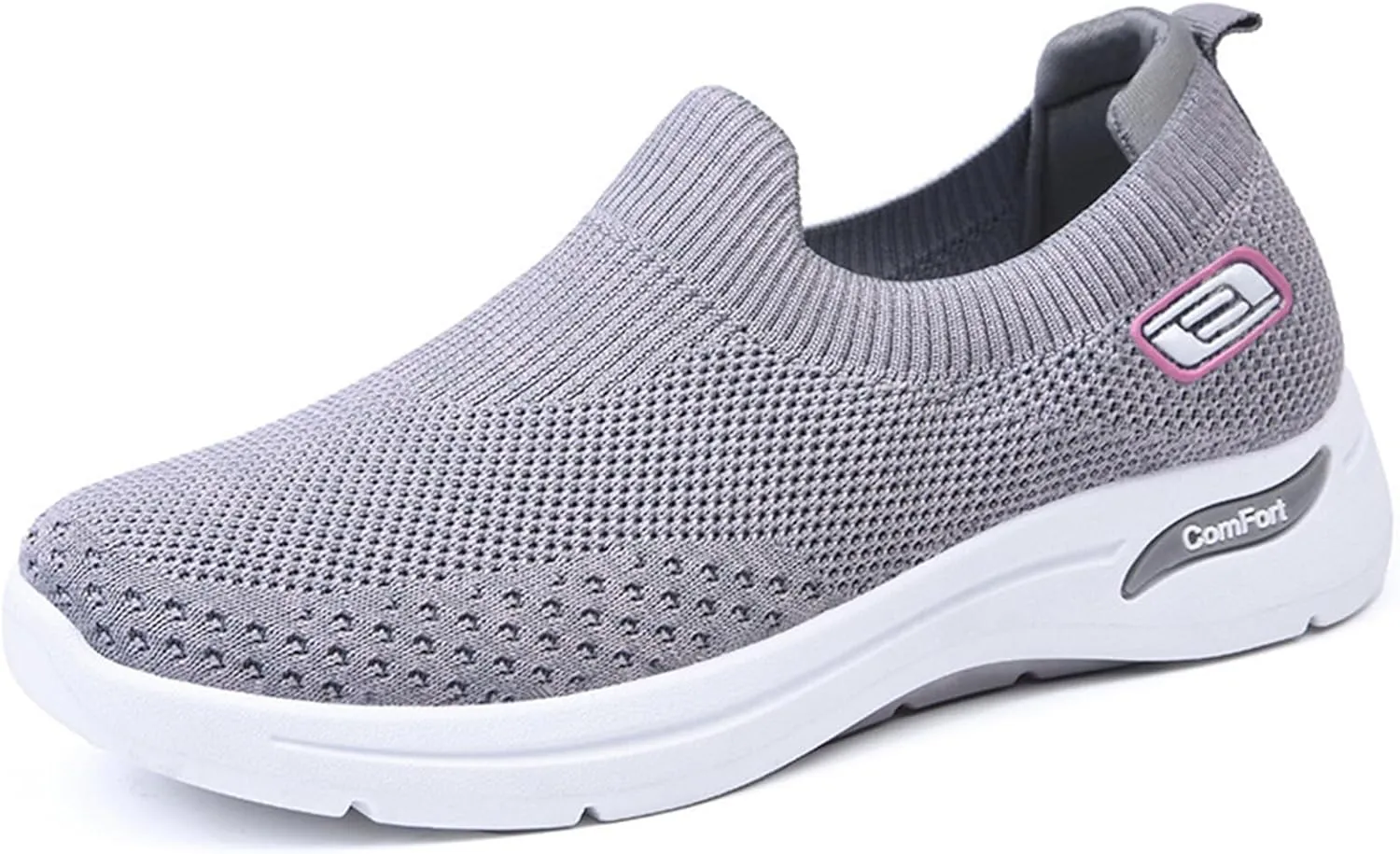 Women's Athletic Walking Shoes Comfort Lightweight Breathable Sock Shoe Arch Support Non Slip Work Shoes Breathable Knit Upper Lightweight for Plantar Fasciitis, Air Cushion Running, Work Shoe