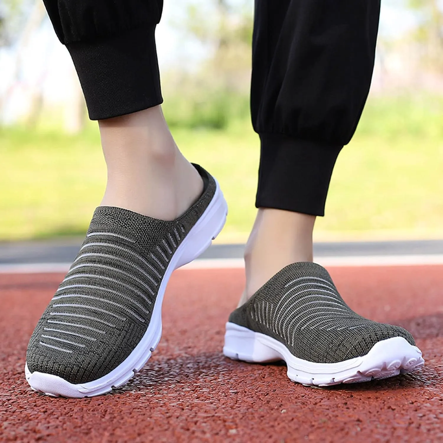 Women's Backless Walking Sneakers Summer Slip-on Mens Dress Shoes Wide Casual Black Shoes Casual Sneakers Steel Toe Tennis Shoe Cross Trainer Shoe