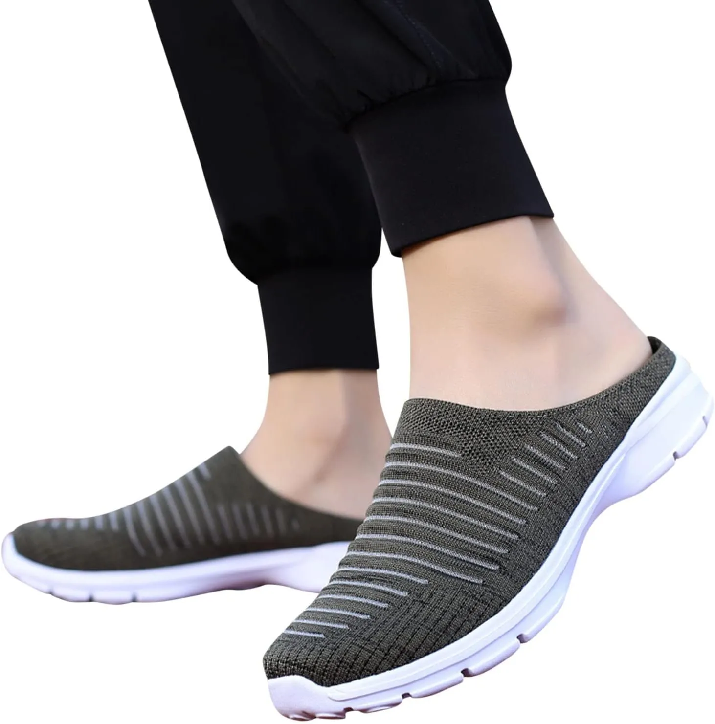 Women's Backless Walking Sneakers Summer Slip-on Mens Dress Shoes Wide Casual Black Shoes Casual Sneakers Steel Toe Tennis Shoe Cross Trainer Shoe