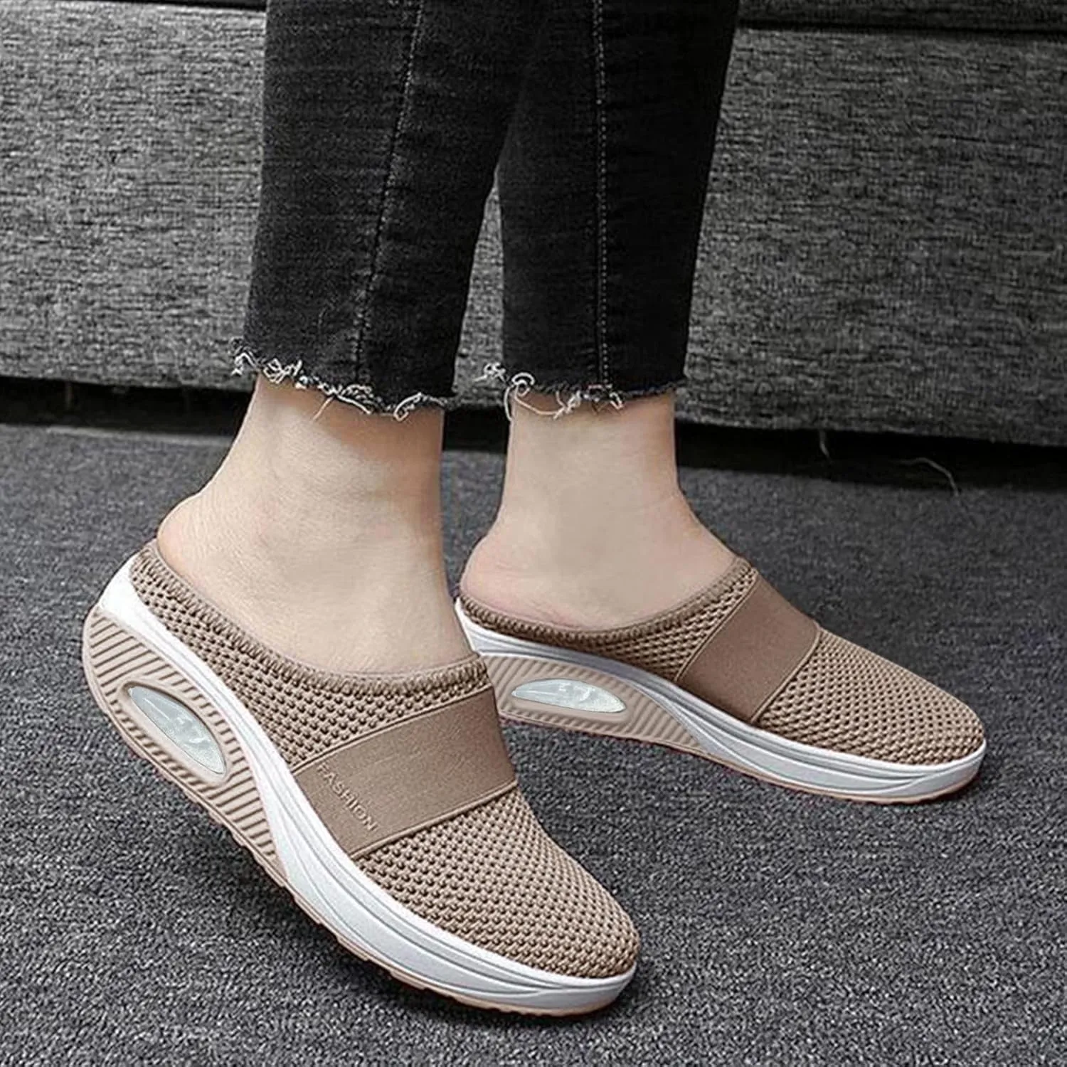 Women's Backless Walking Sneakers Summer Slip-on Walking Shoes Women Fashion Casual Shoes Slip On Walking Sneakers Steel Toe Tennis Shoe Loafers Dress Shoe